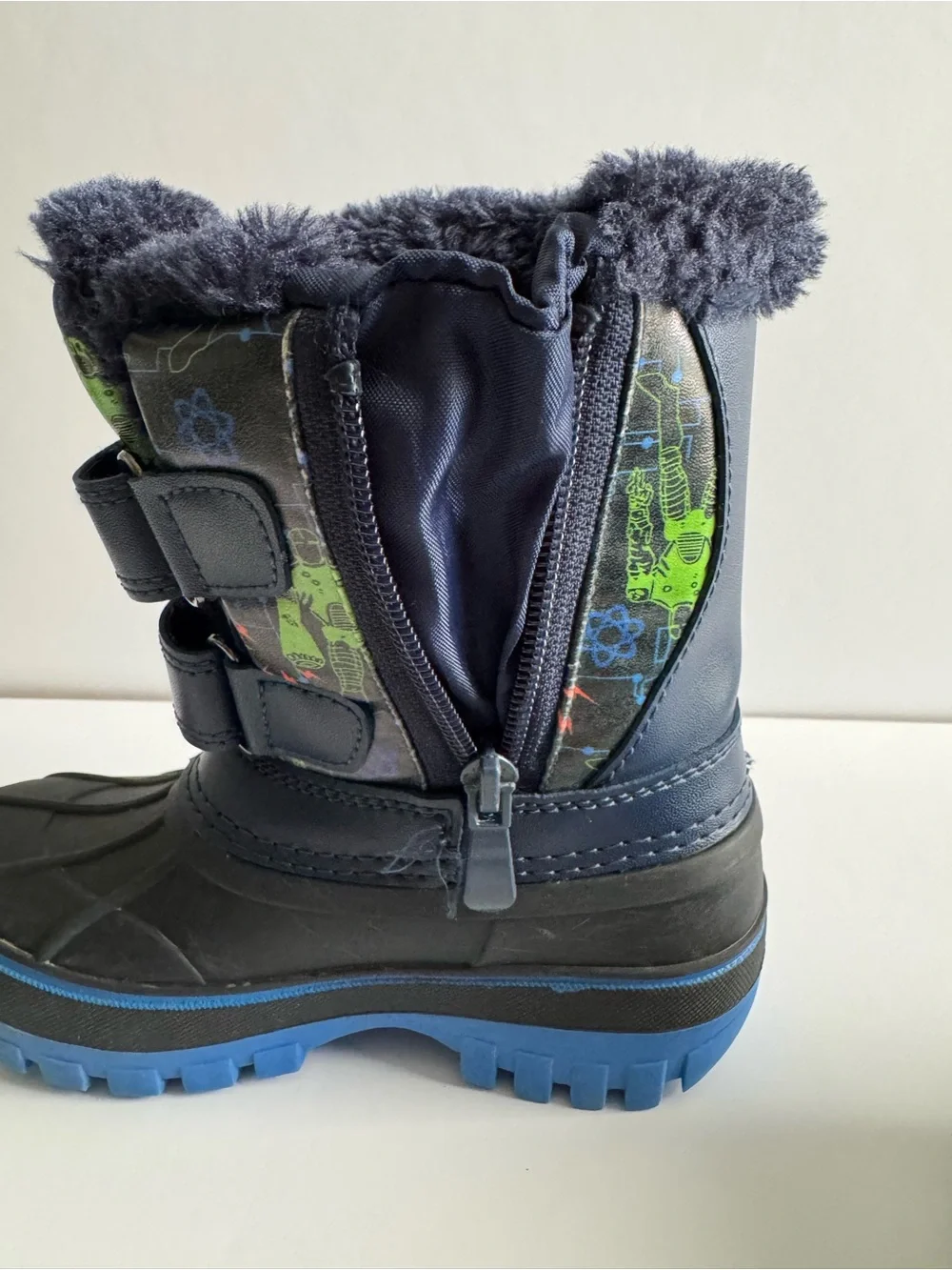 Kids Navy Blue Astronaut Winter Boots